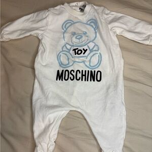 Moschino baby white and Blue Toy Bear Footie